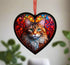 Maine Coon Cat Stained Glass Effect Heart Suncatcher